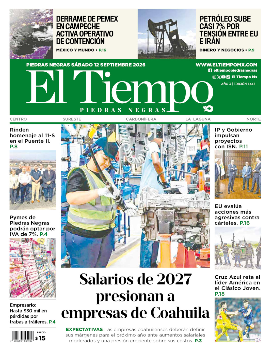 Edición impresa de El Tiempo Piedras Negras