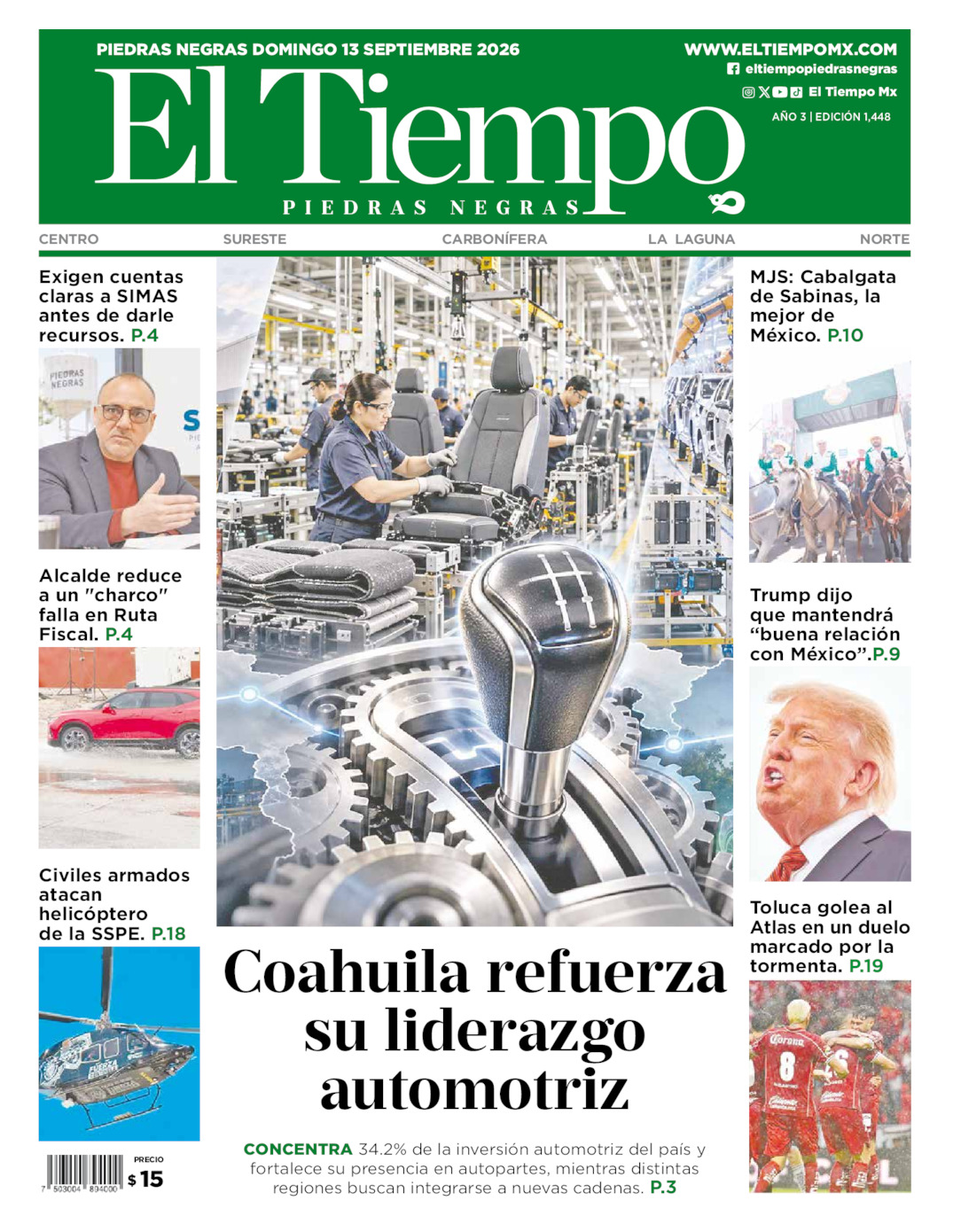 Edición impresa de El Tiempo Piedras Negras