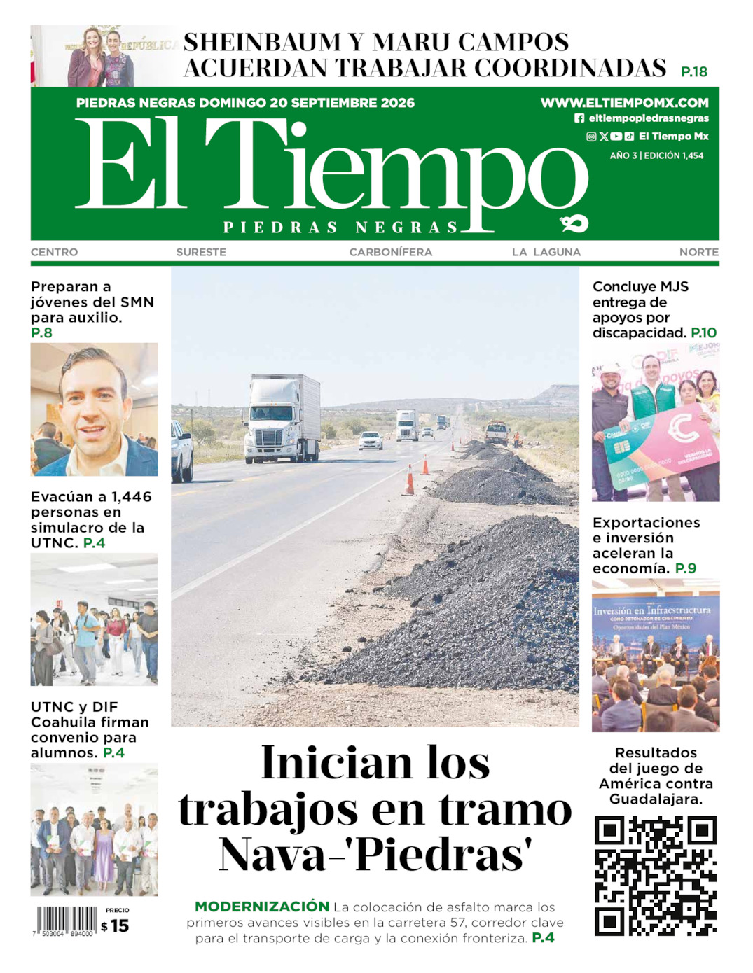 Edición impresa de El Tiempo Piedras Negras