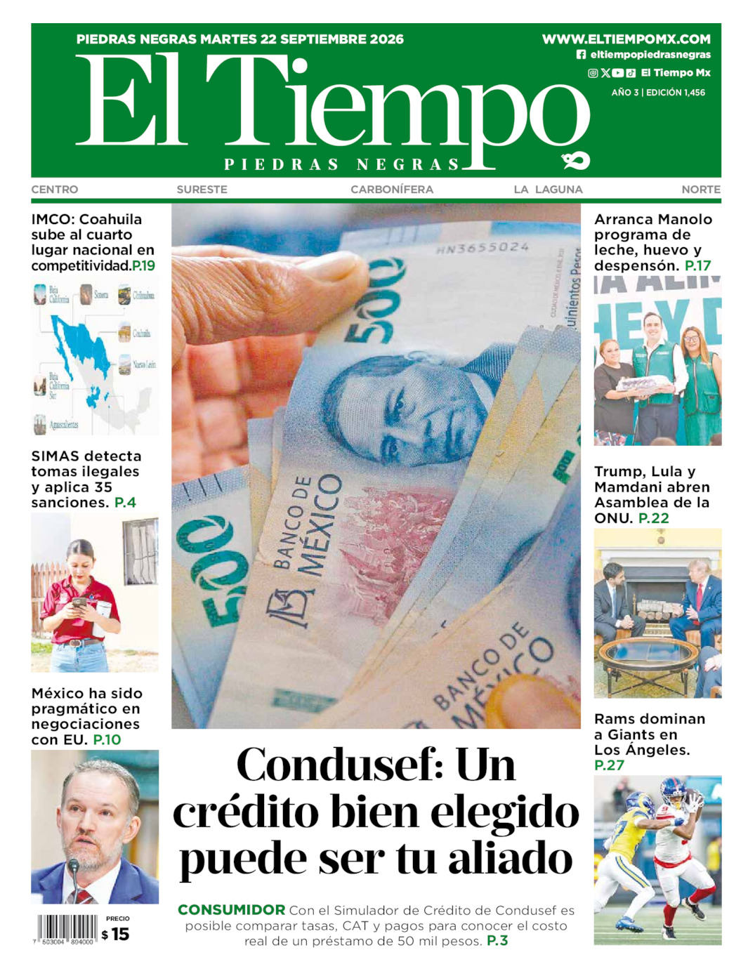 Edición impresa de El Tiempo Piedras Negras