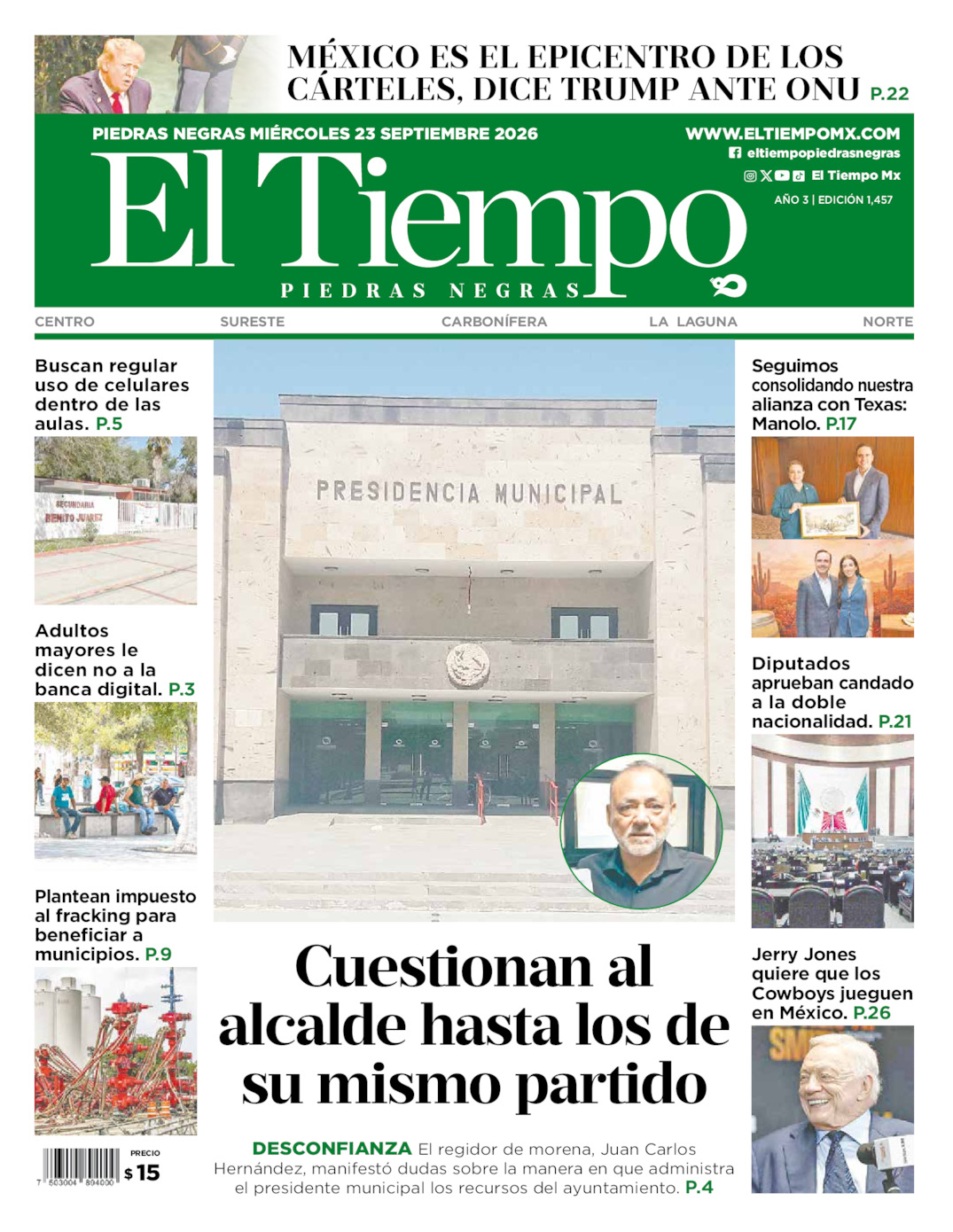 Edición impresa de El Tiempo Piedras Negras