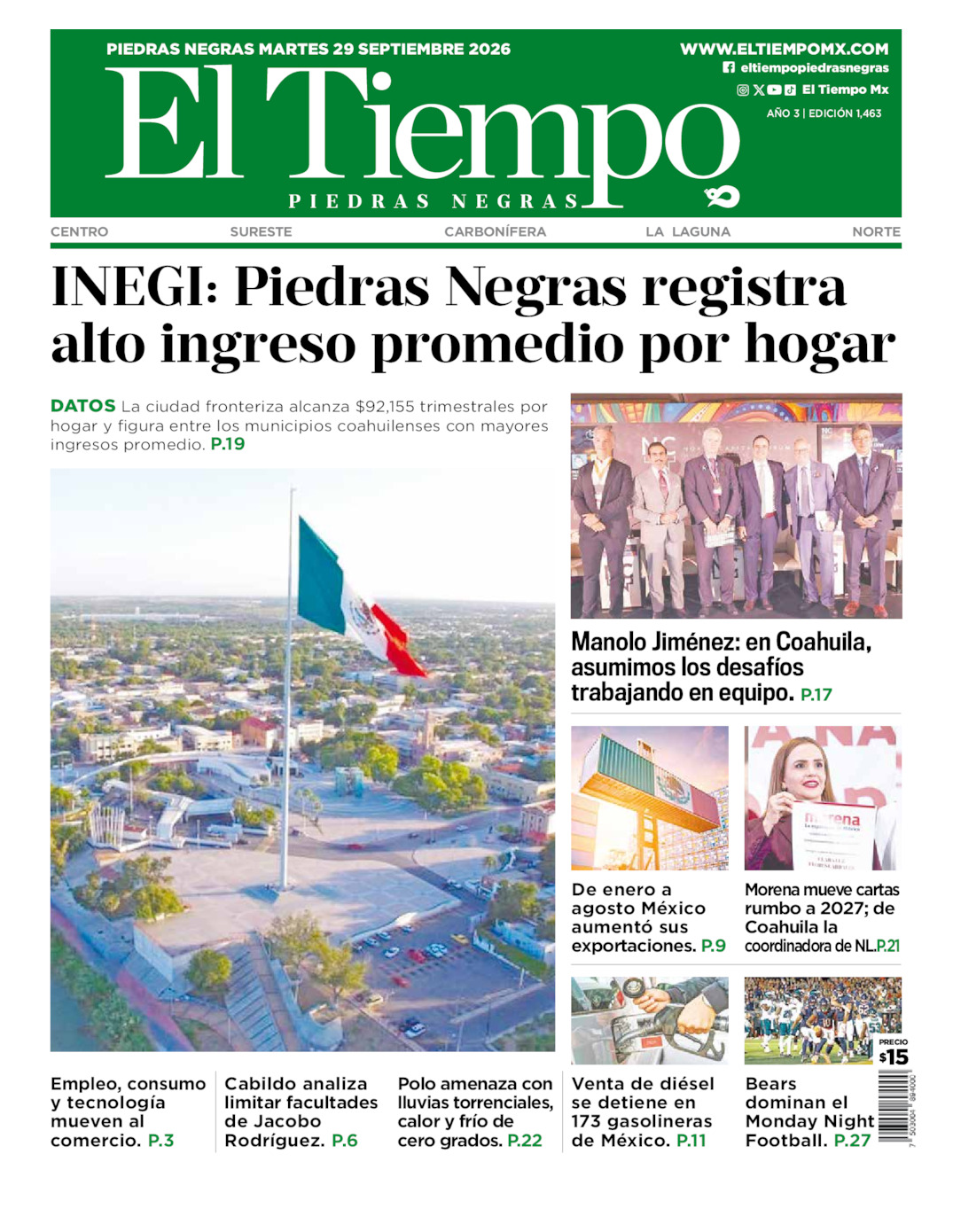 Edición impresa de El Tiempo Piedras Negras
