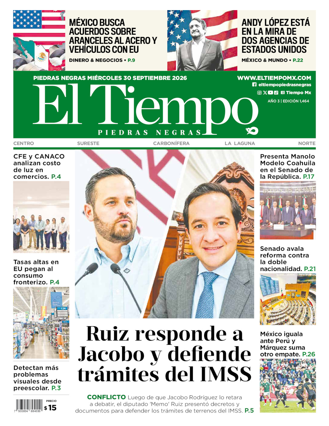 Edición impresa de El Tiempo Piedras Negras