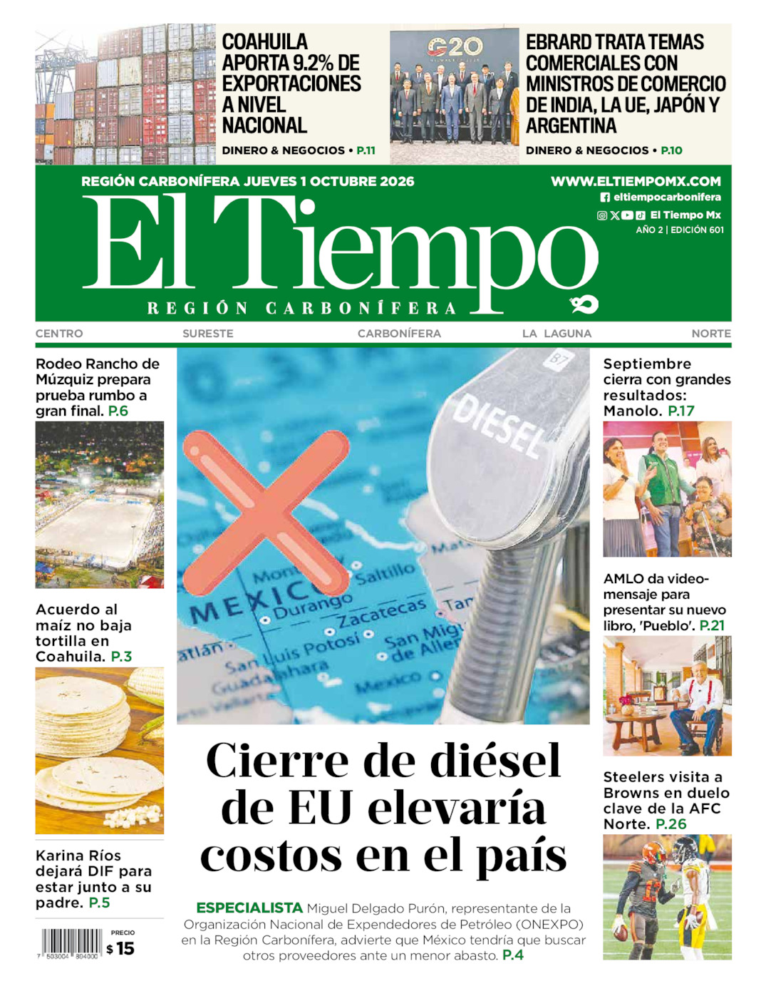 Edición impresa de El Tiempo Región Carbonífera