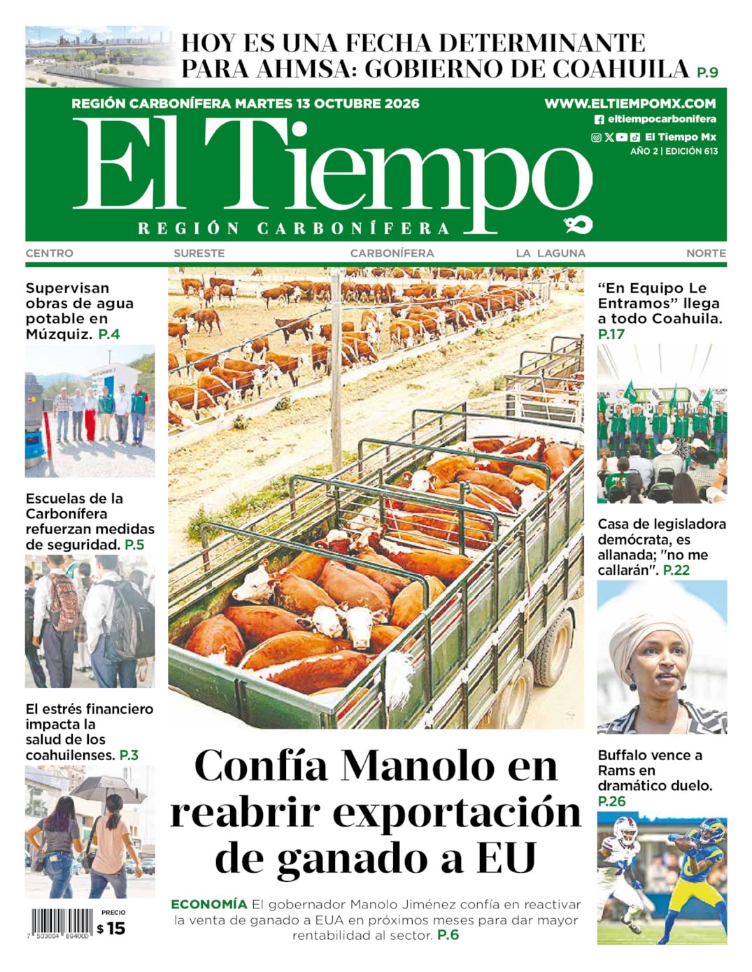 Edición impresa de El Tiempo Región Carbonífera