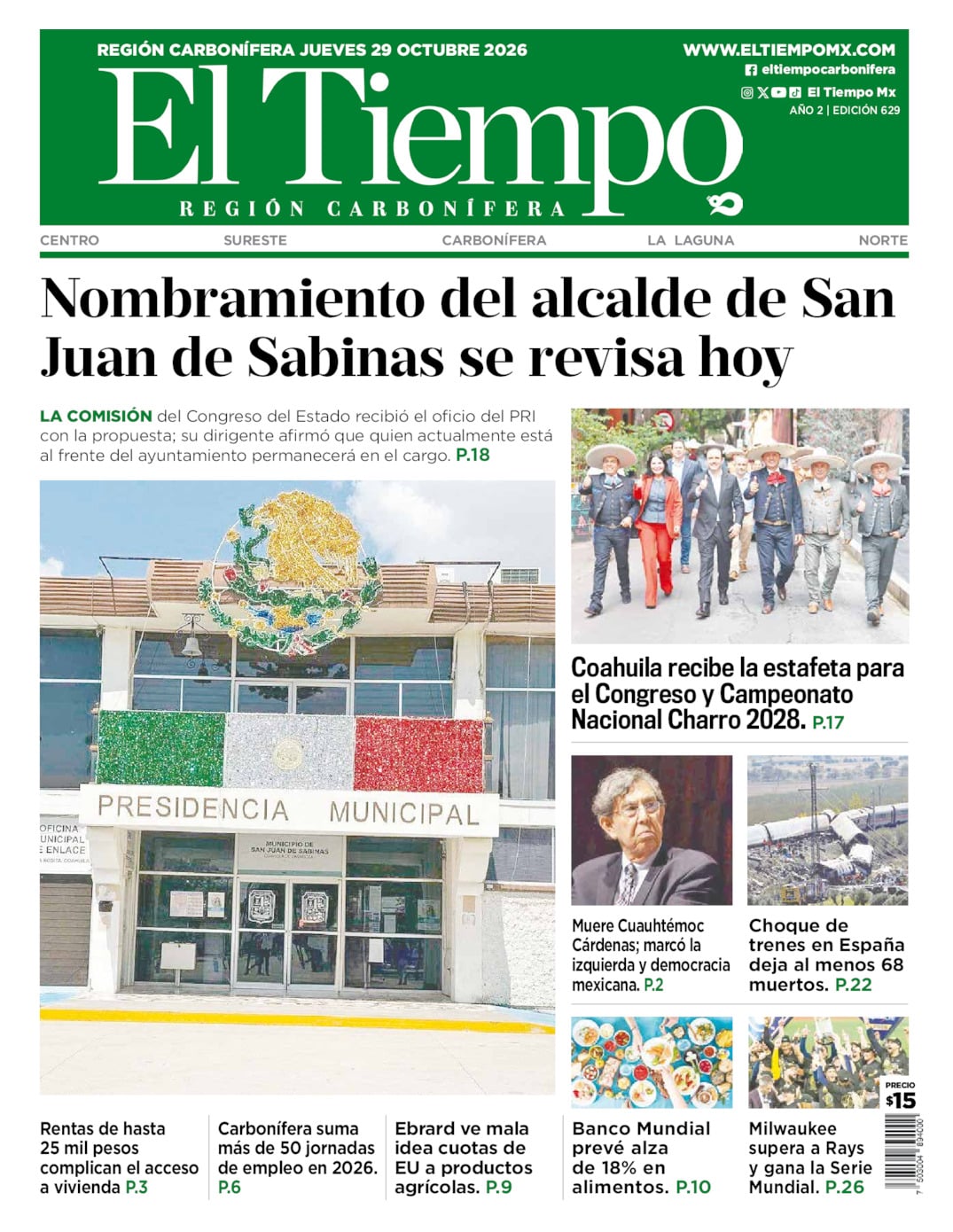 Edición impresa de El Tiempo Región Carbonífera