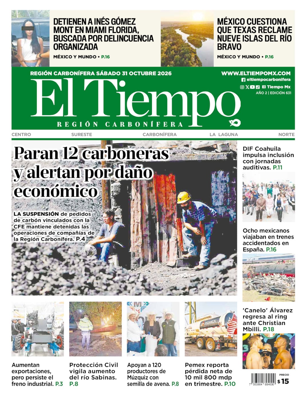 Edición impresa de El Tiempo Región Carbonífera