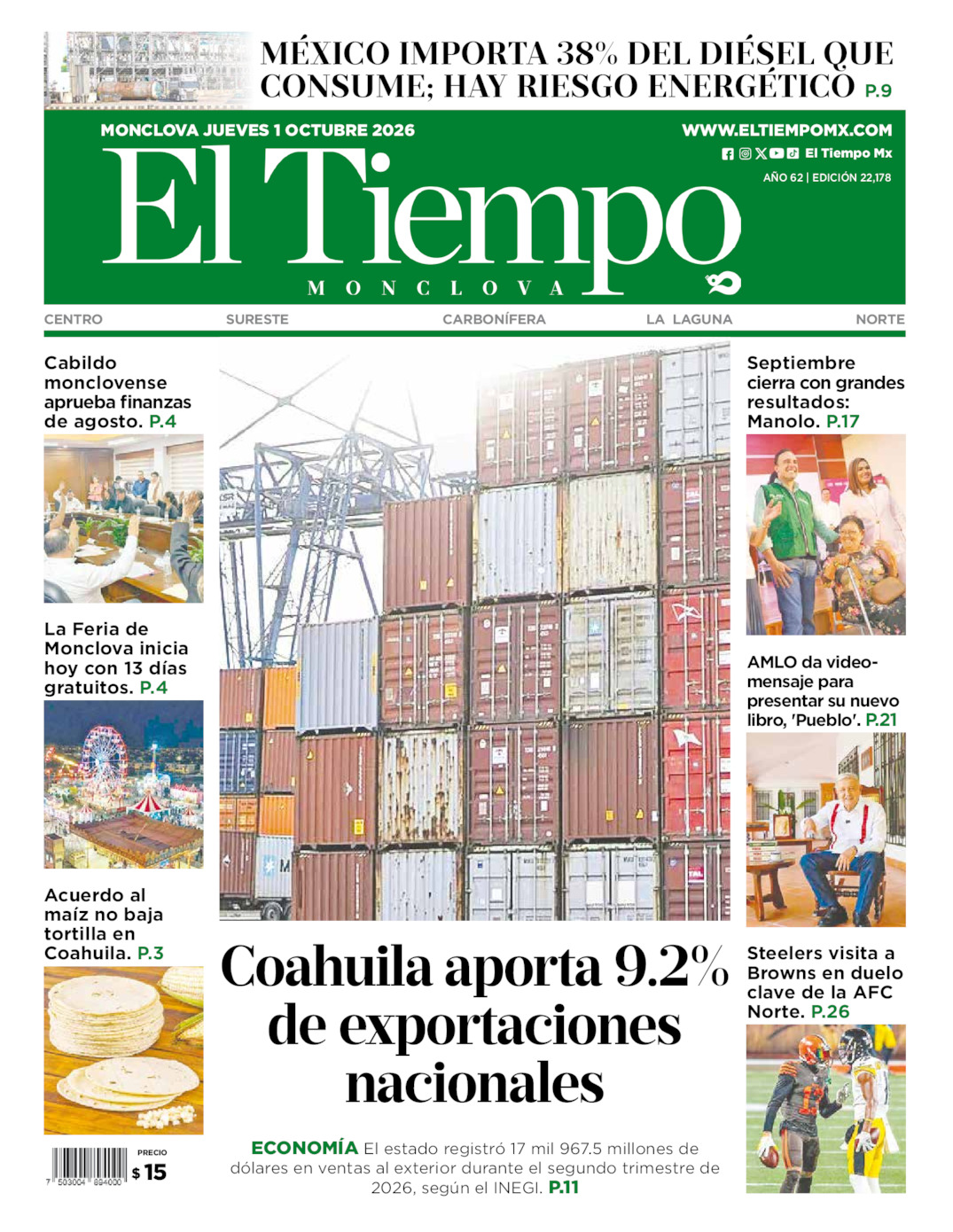 Edición impresa de El Tiempo Monclova