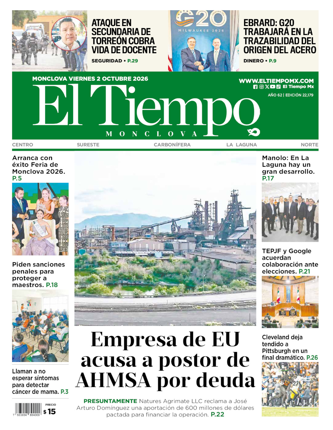 Edición impresa de El Tiempo Monclova
