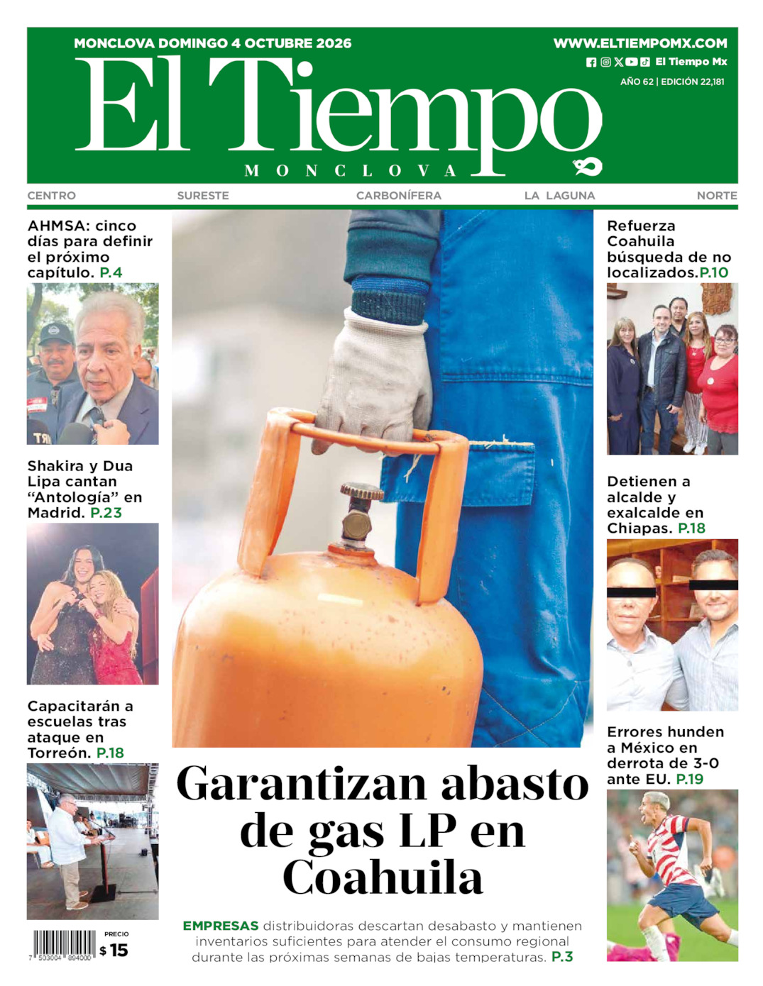 Edición impresa de El Tiempo Monclova