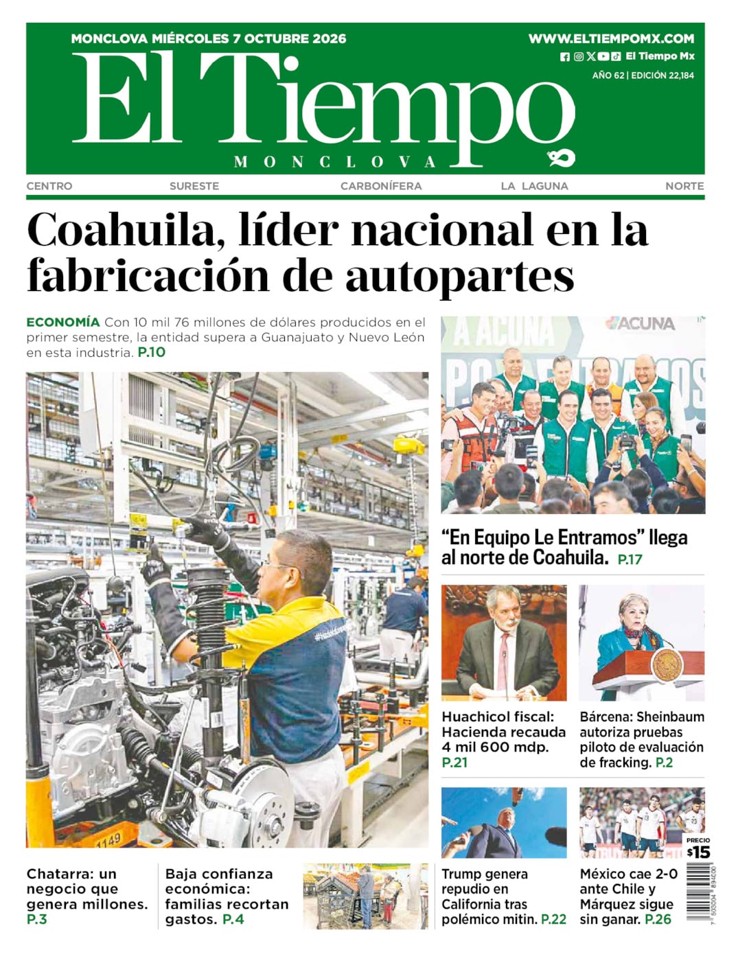 Edición impresa de El Tiempo Monclova