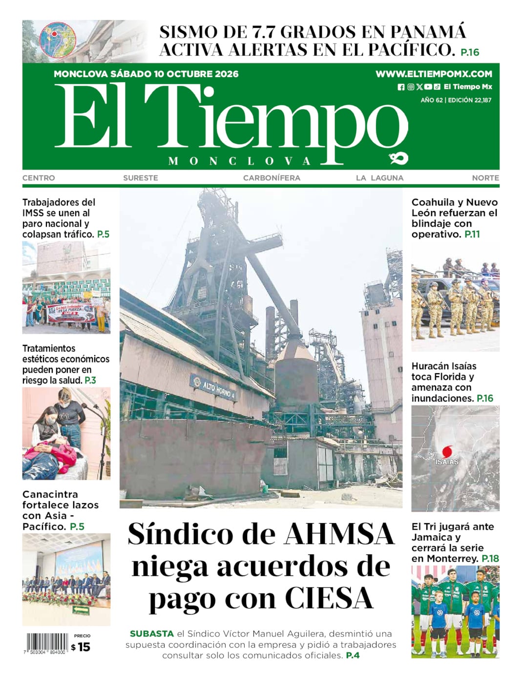 Edición impresa de El Tiempo Monclova