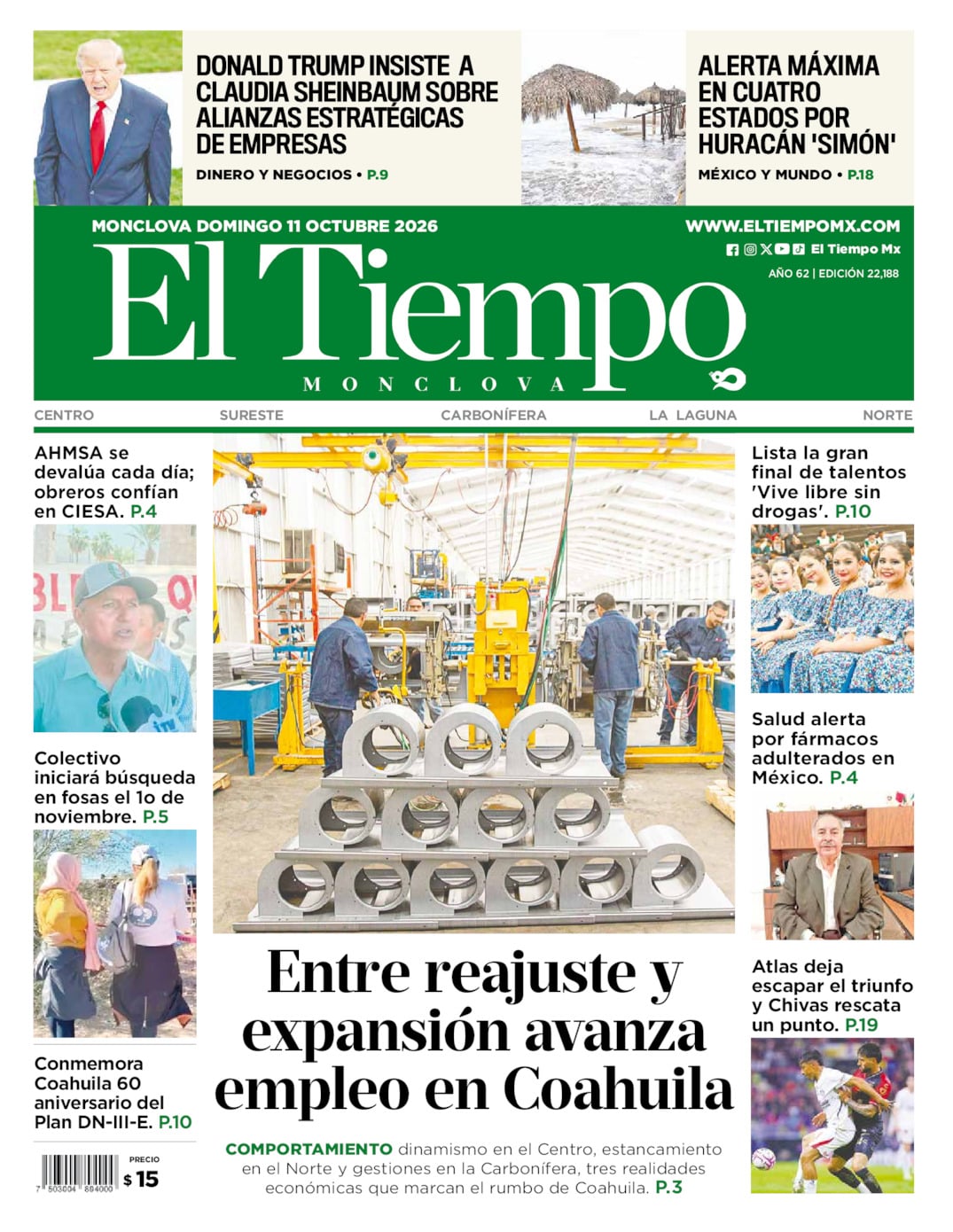 Edición impresa de El Tiempo Monclova