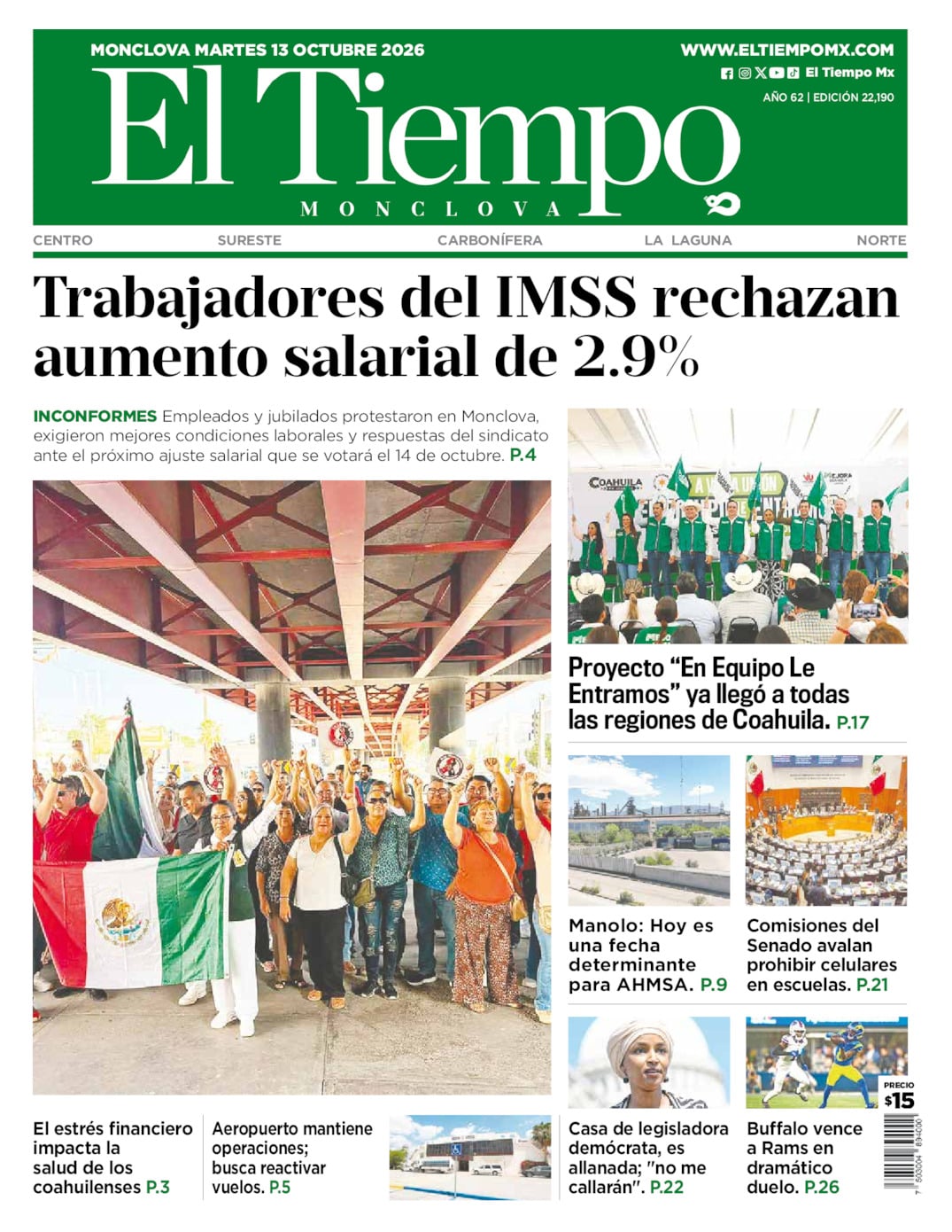 Edición impresa de El Tiempo Monclova