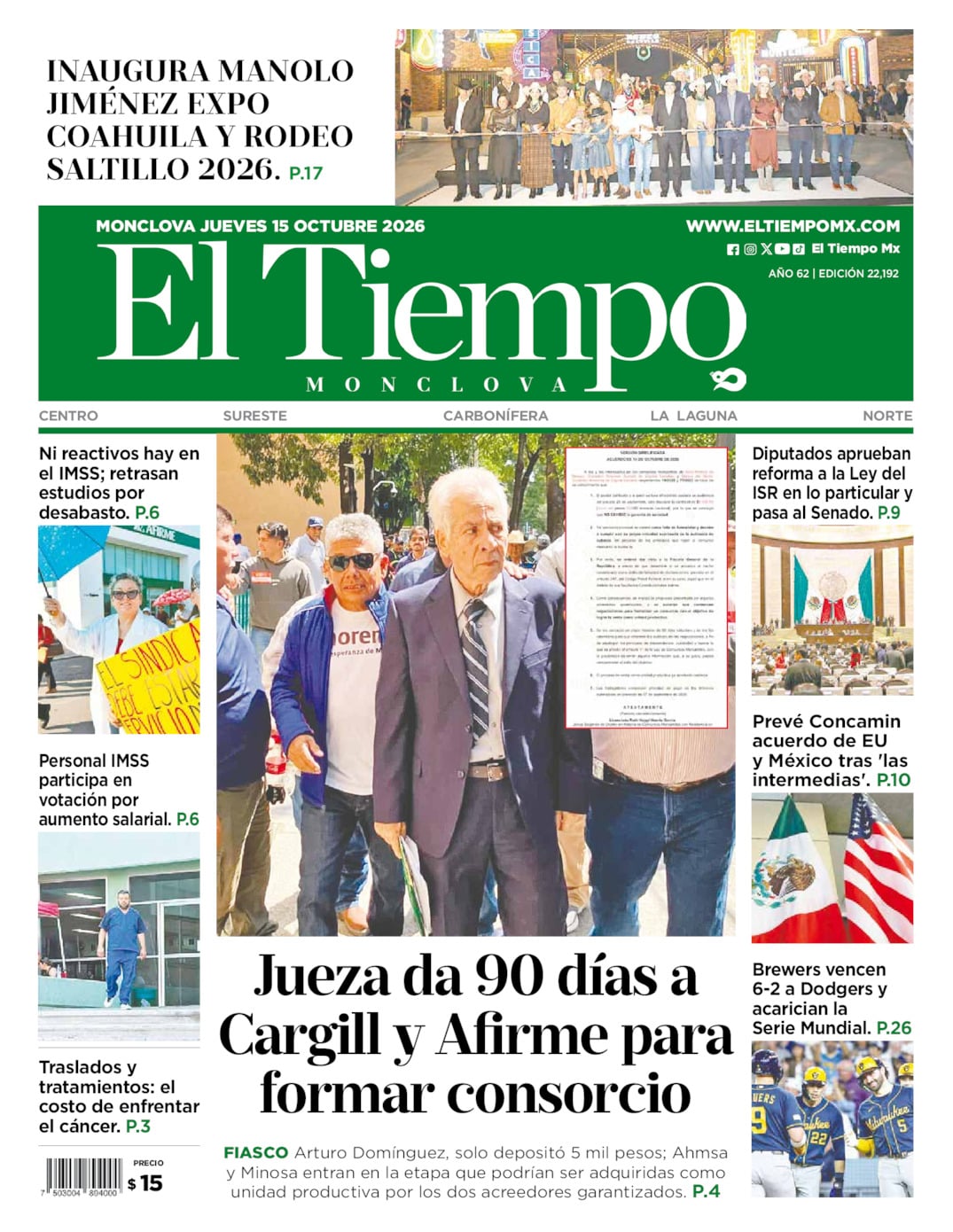 Edición impresa de El Tiempo Monclova