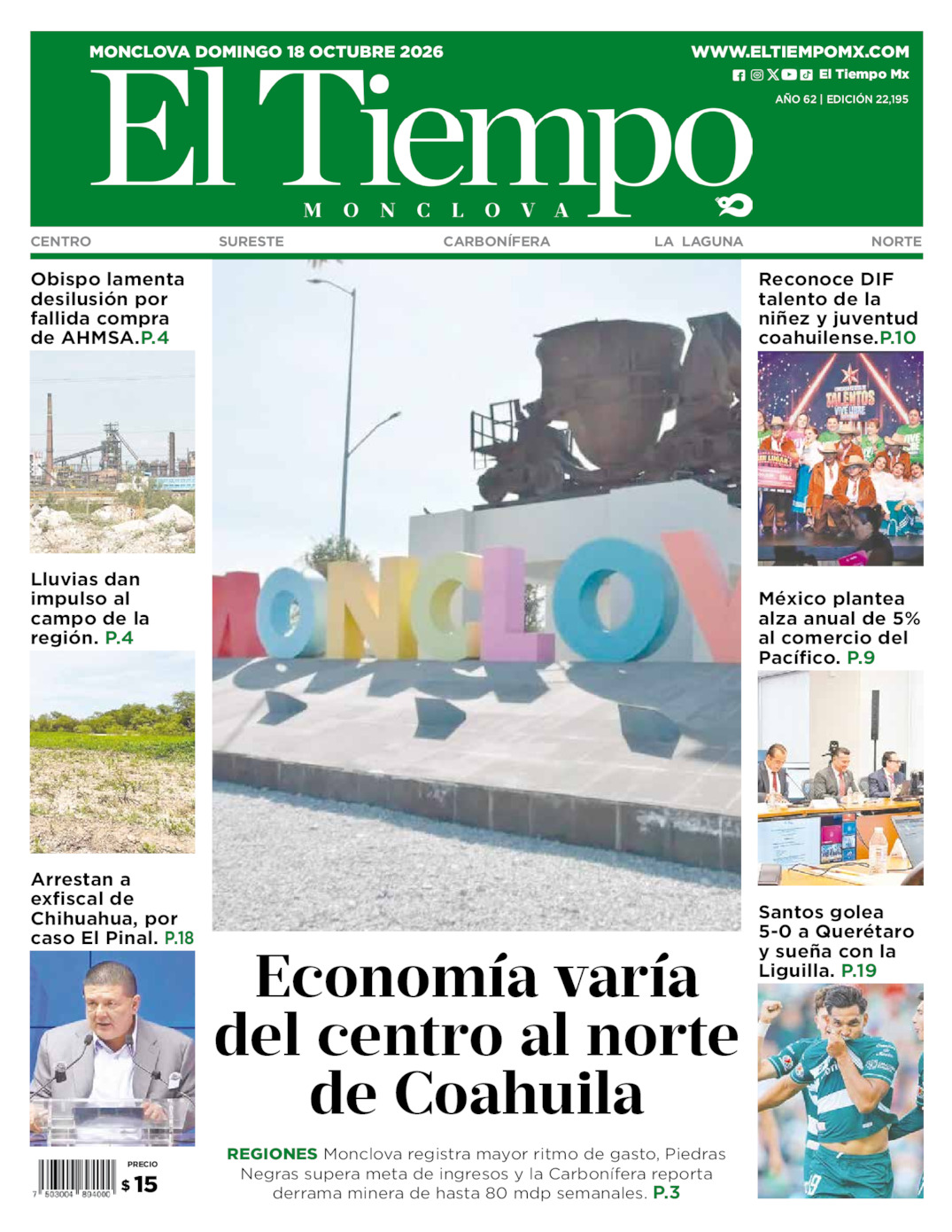 Edición impresa de El Tiempo Monclova
