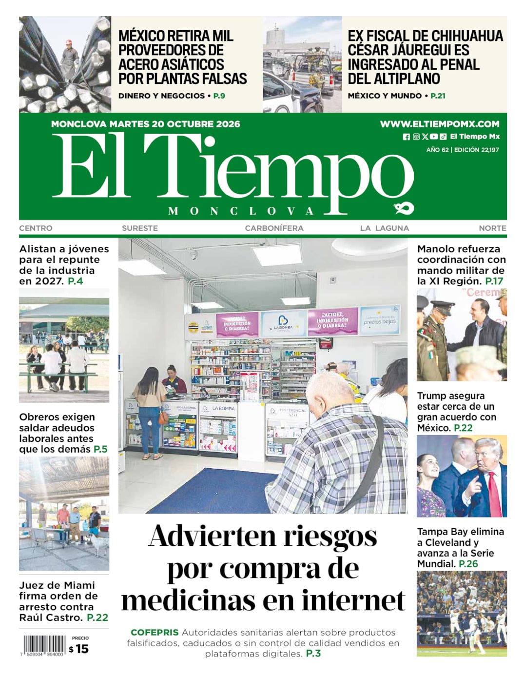 Edición impresa de El Tiempo Monclova