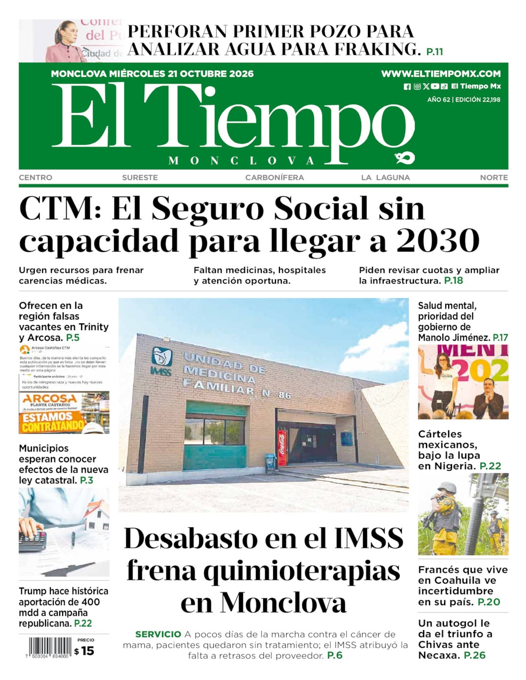 Edición impresa de El Tiempo Monclova