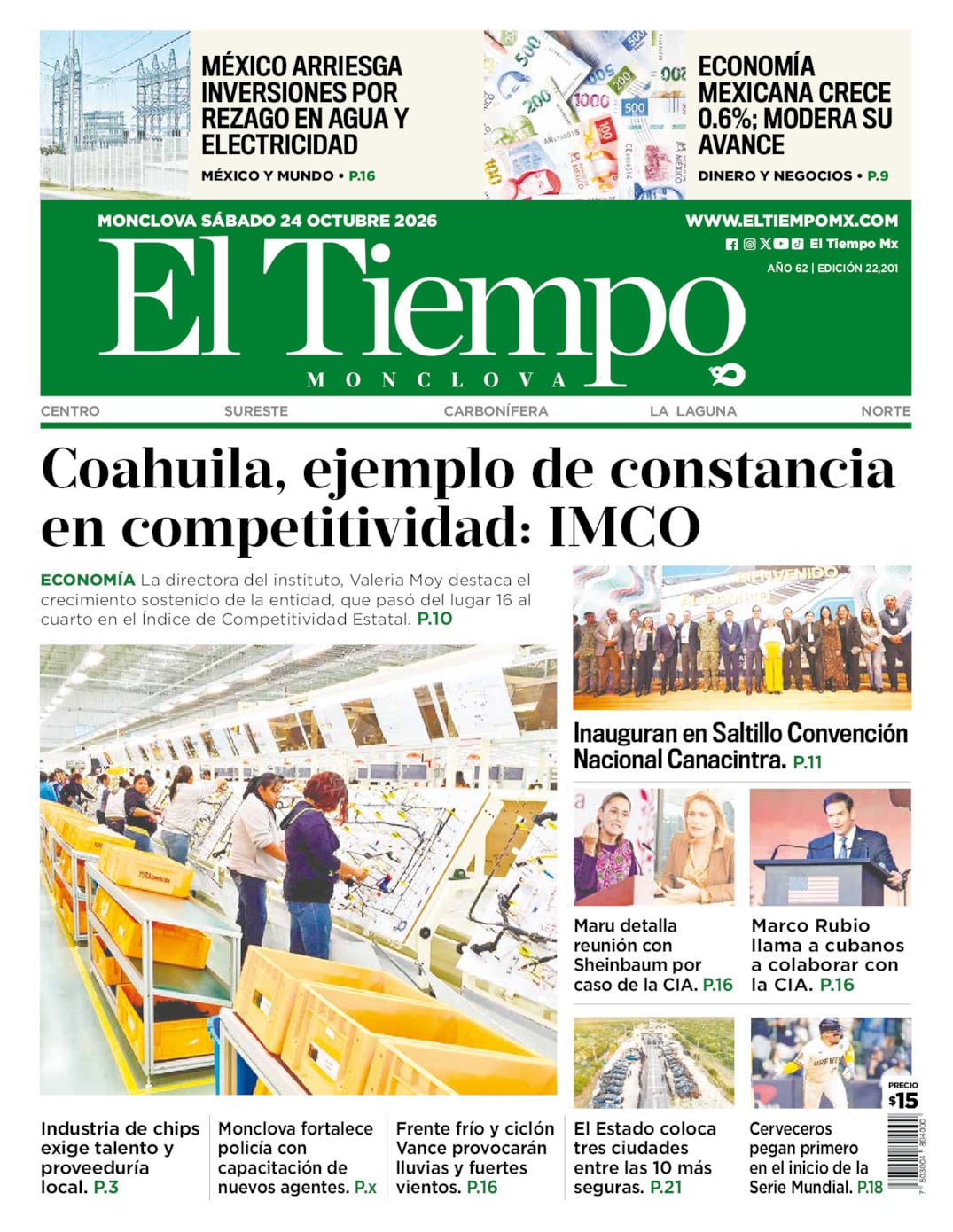 Edición impresa de El Tiempo Monclova