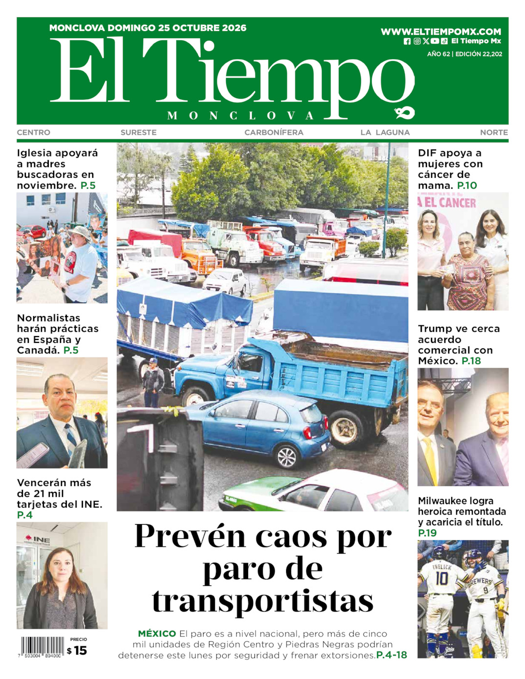 Edición impresa de El Tiempo Monclova