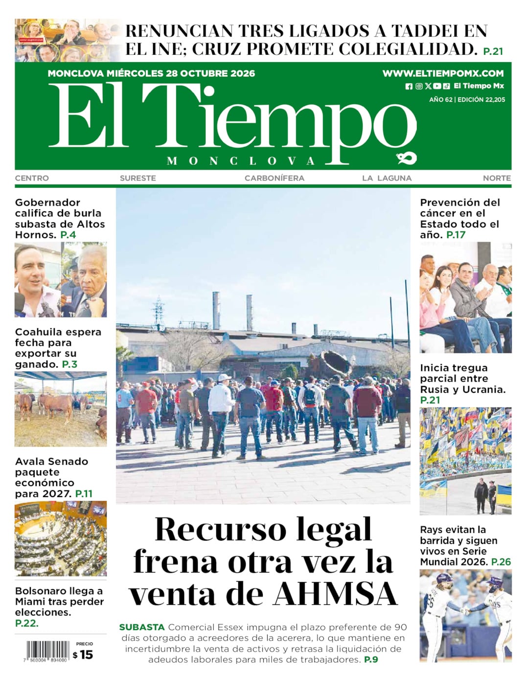 Edición impresa de El Tiempo Monclova