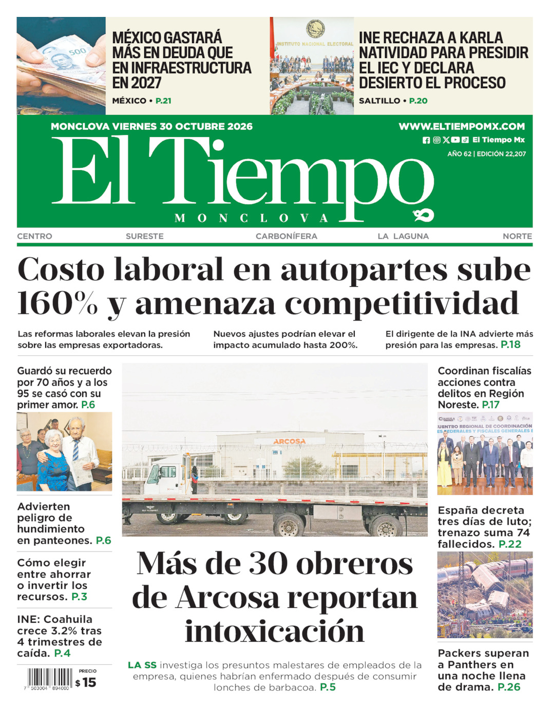 Edición impresa de El Tiempo Monclova