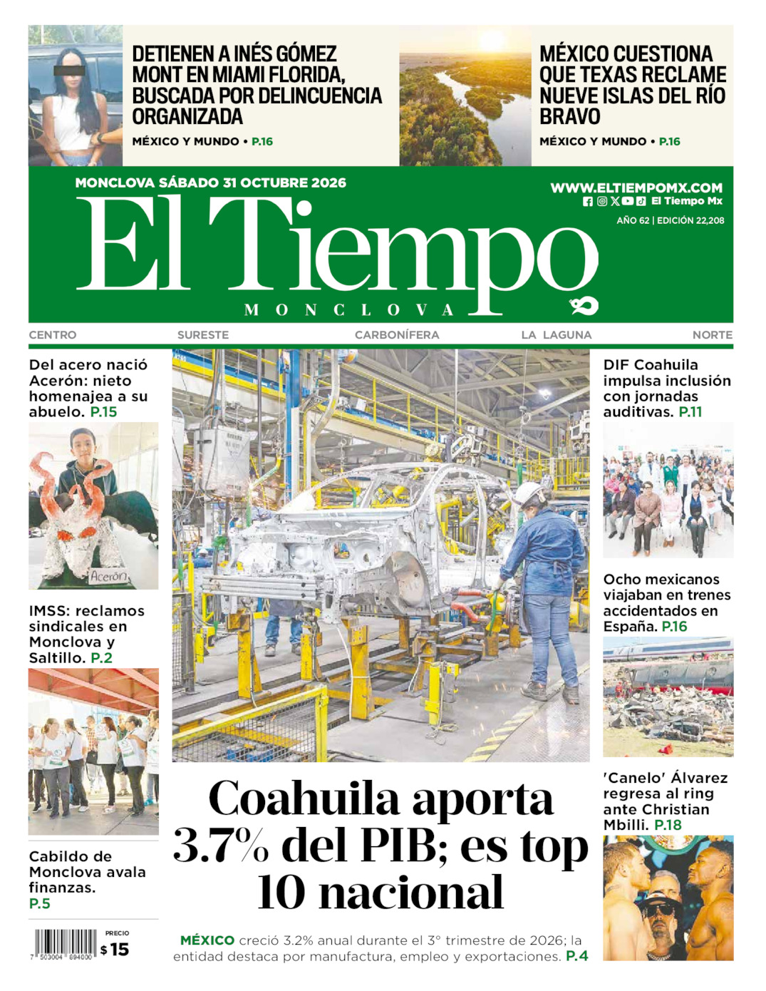 Edición impresa de El Tiempo Monclova