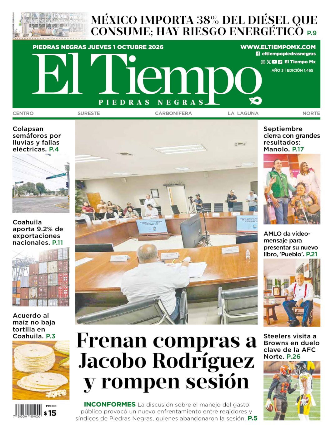 Edición impresa de El Tiempo Piedras Negras