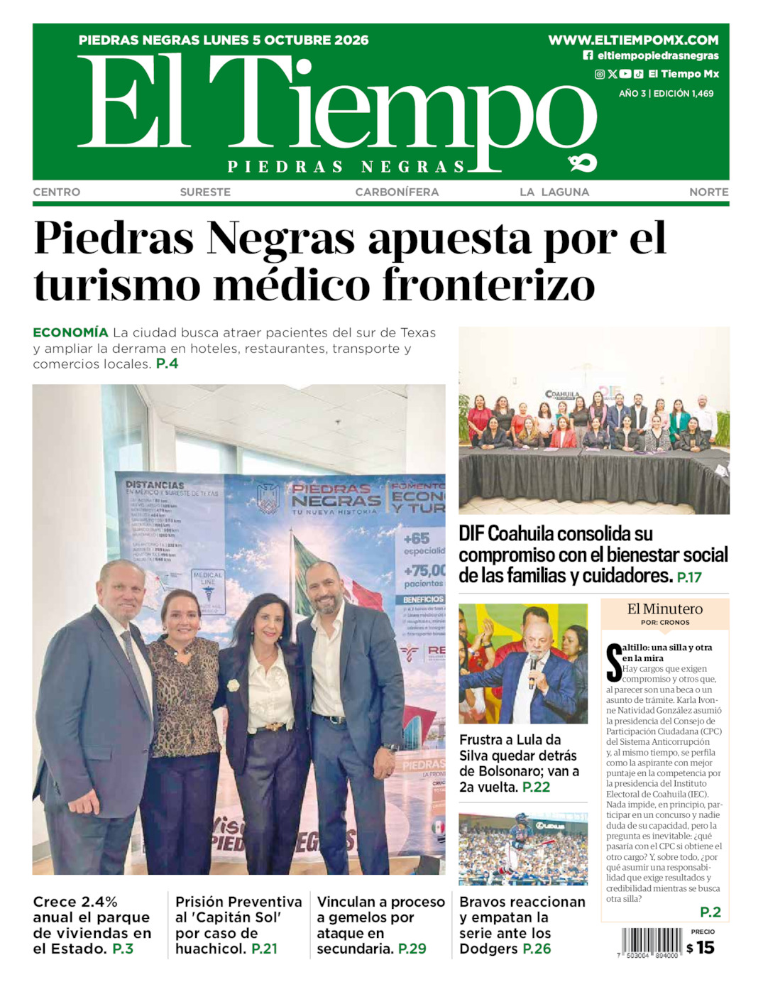Edición impresa de El Tiempo Piedras Negras