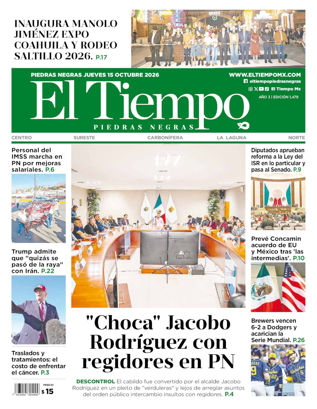 Edición impresa de El Tiempo Piedras Negras