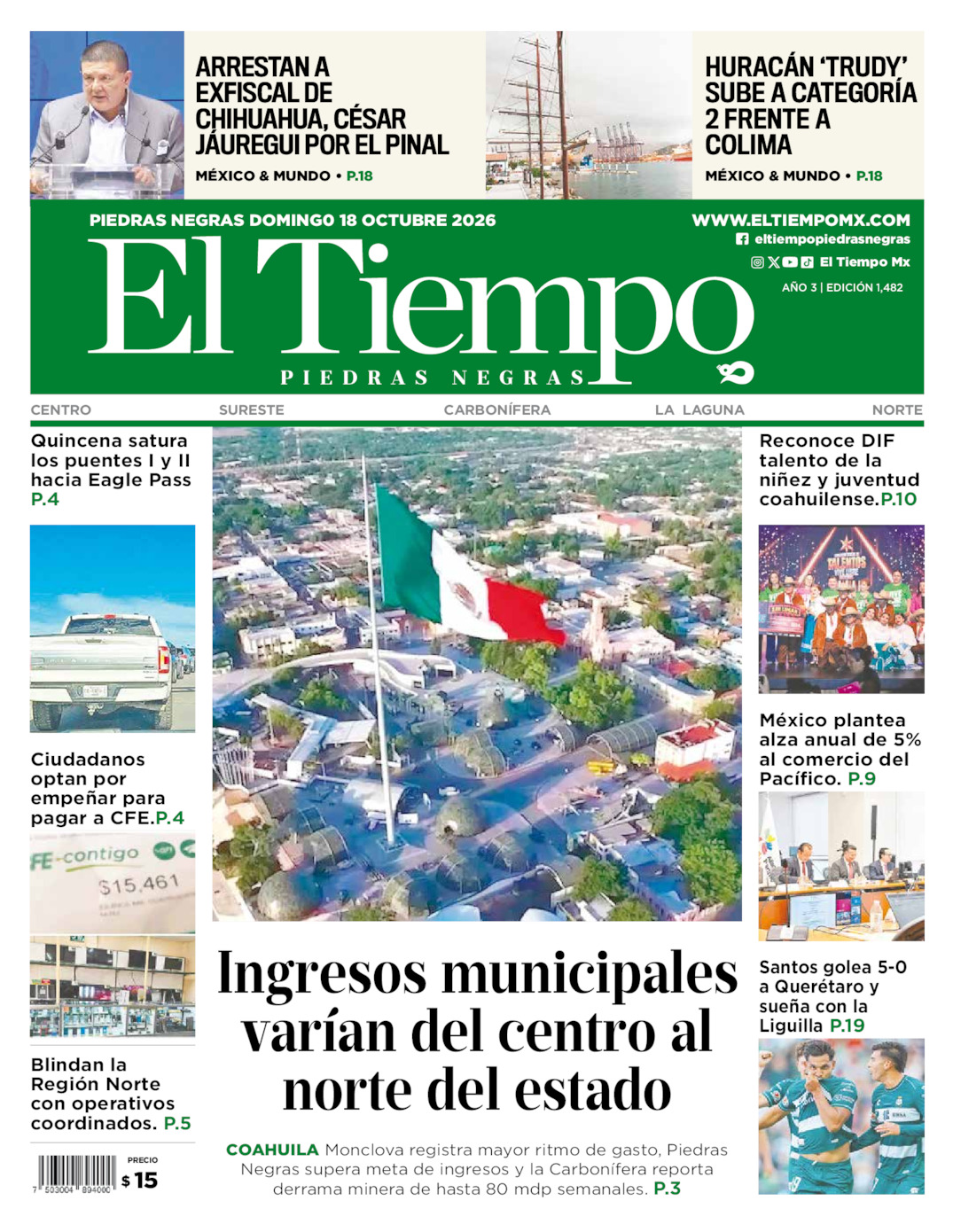 Edición impresa de El Tiempo Piedras Negras