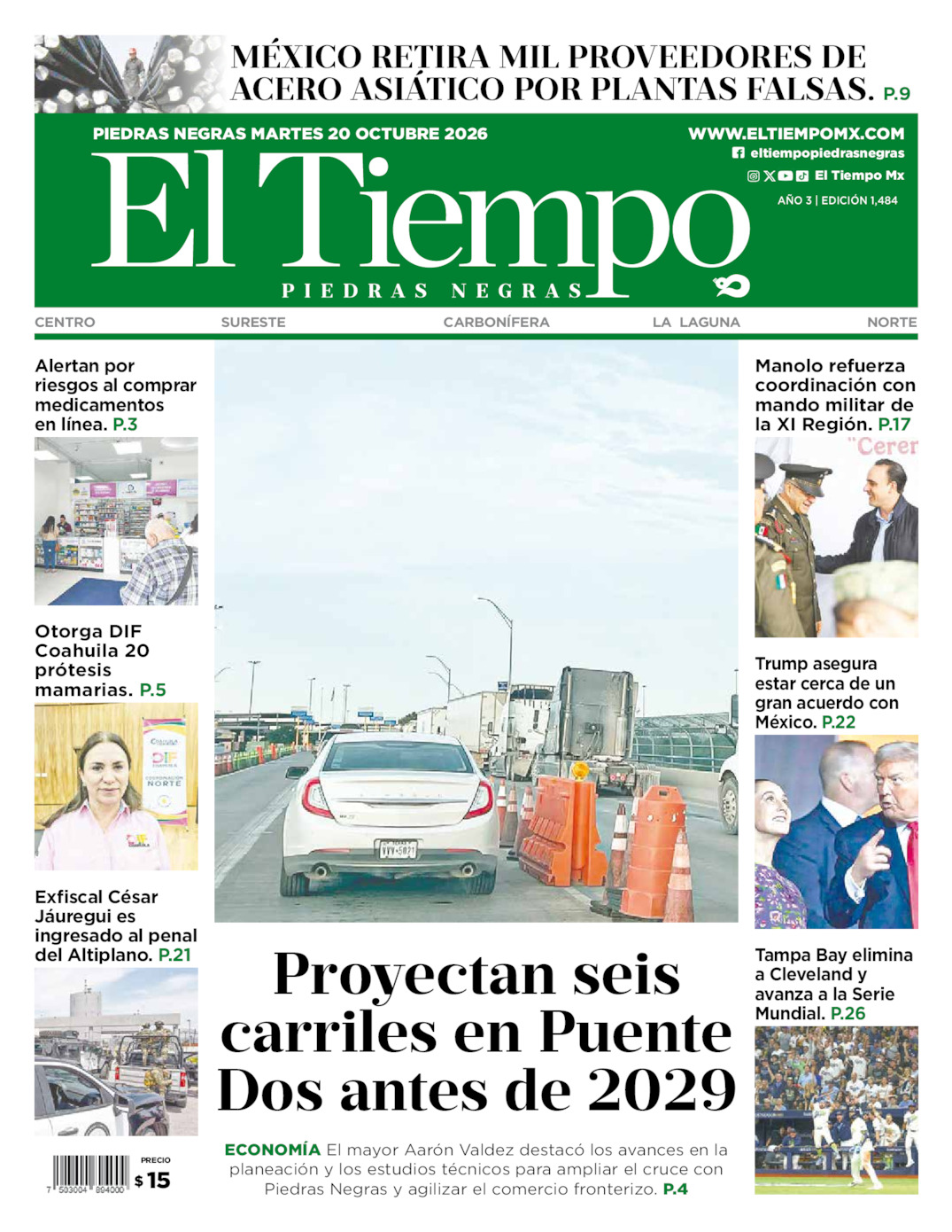 Edición impresa de El Tiempo Piedras Negras