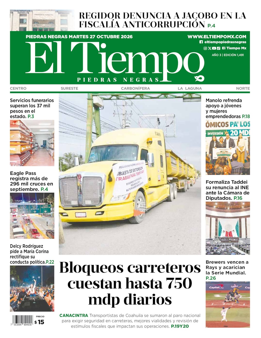Edición impresa de El Tiempo Piedras Negras