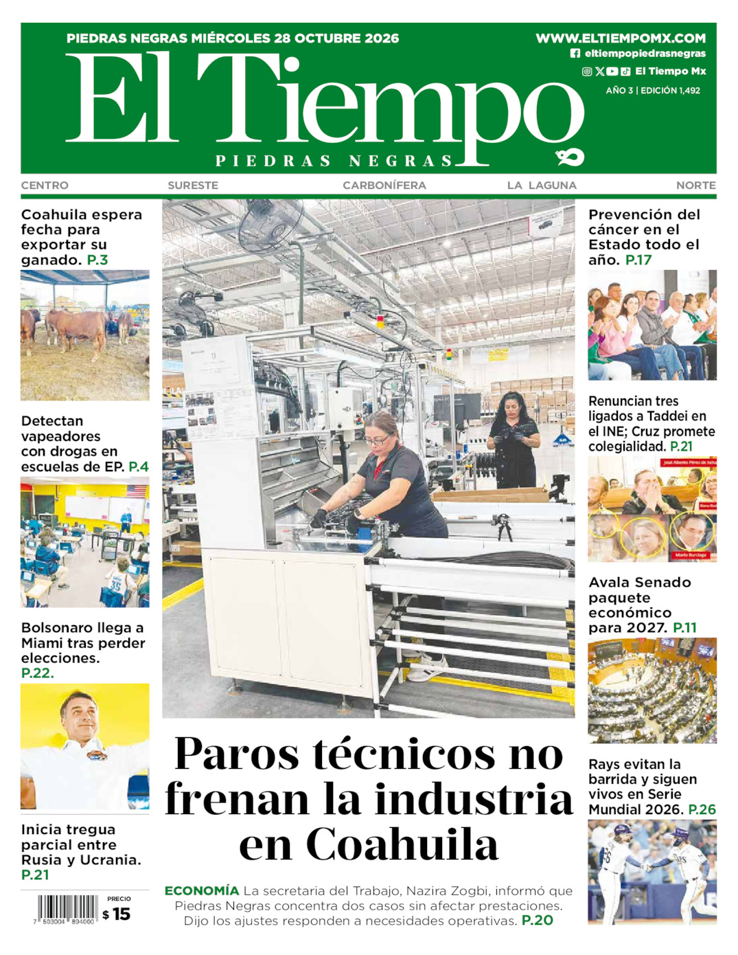 Edición impresa de El Tiempo Piedras Negras