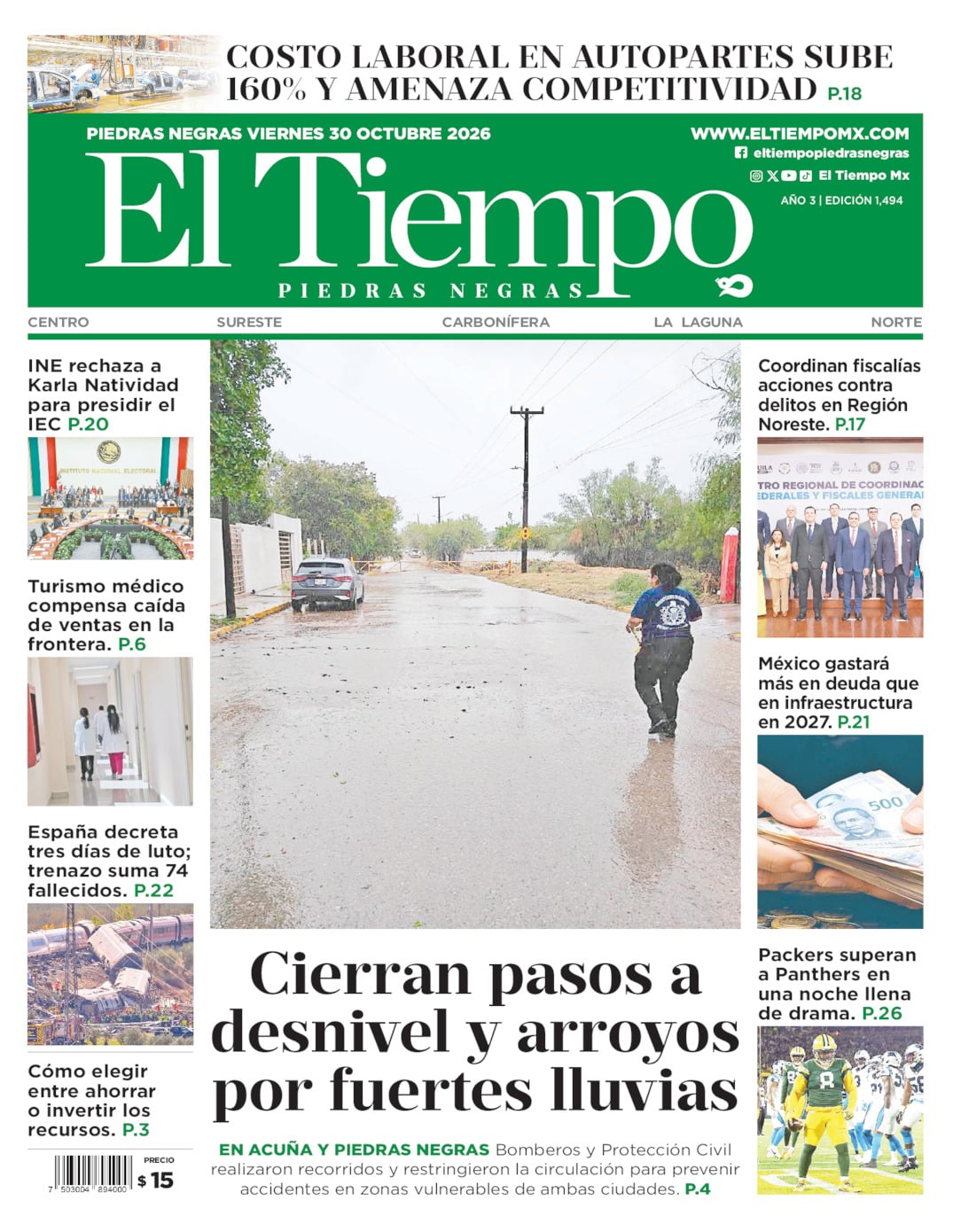 Edición impresa de El Tiempo Piedras Negras