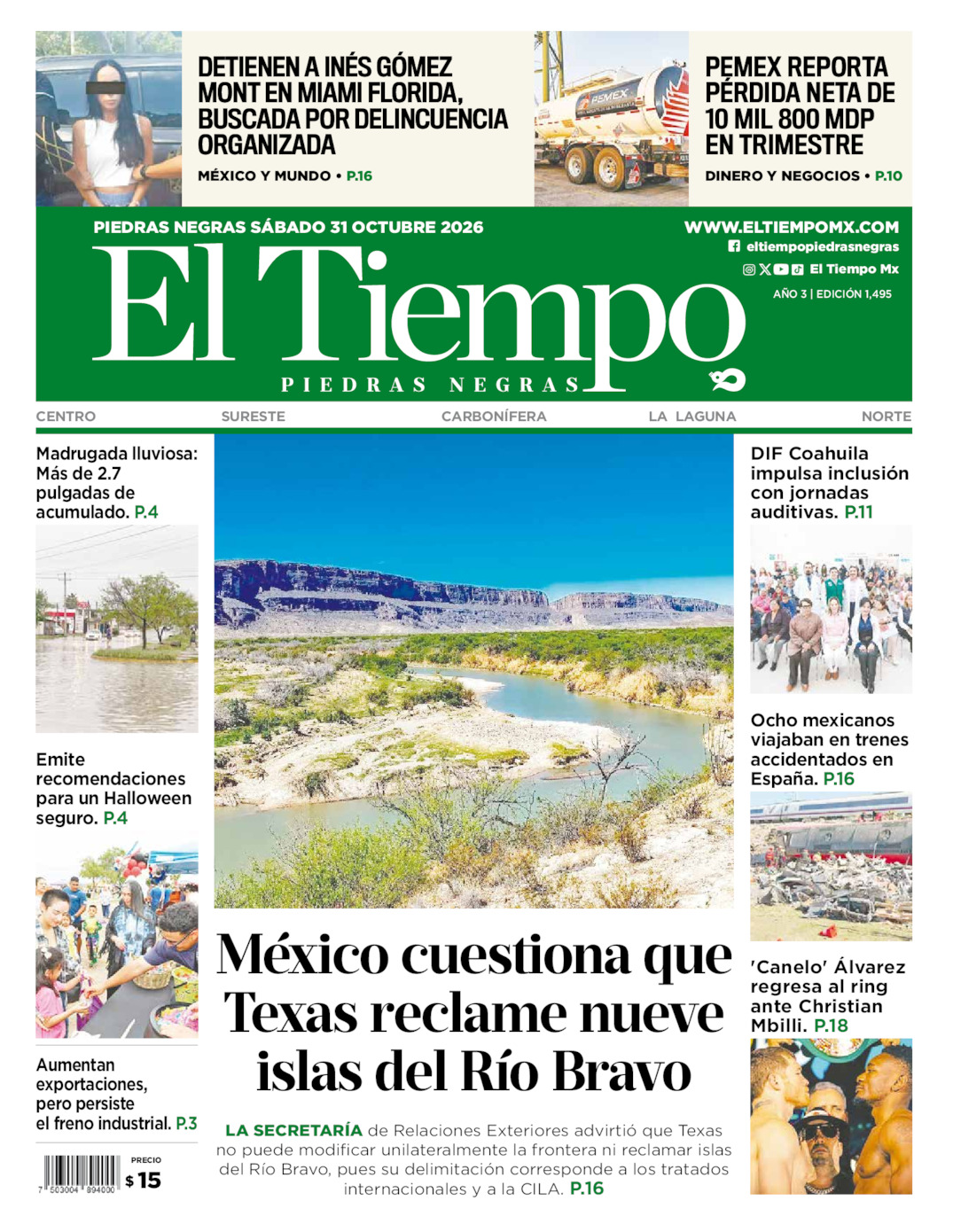 Edición impresa de El Tiempo Piedras Negras