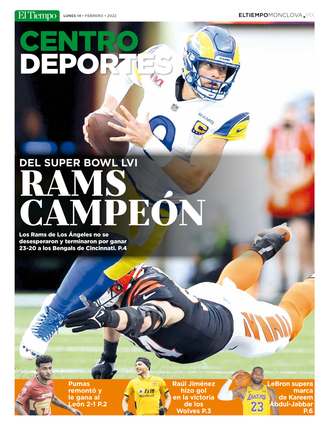 CENTRO DEPORTES 14 FEBRERO 2022 del 14 de feb 2022