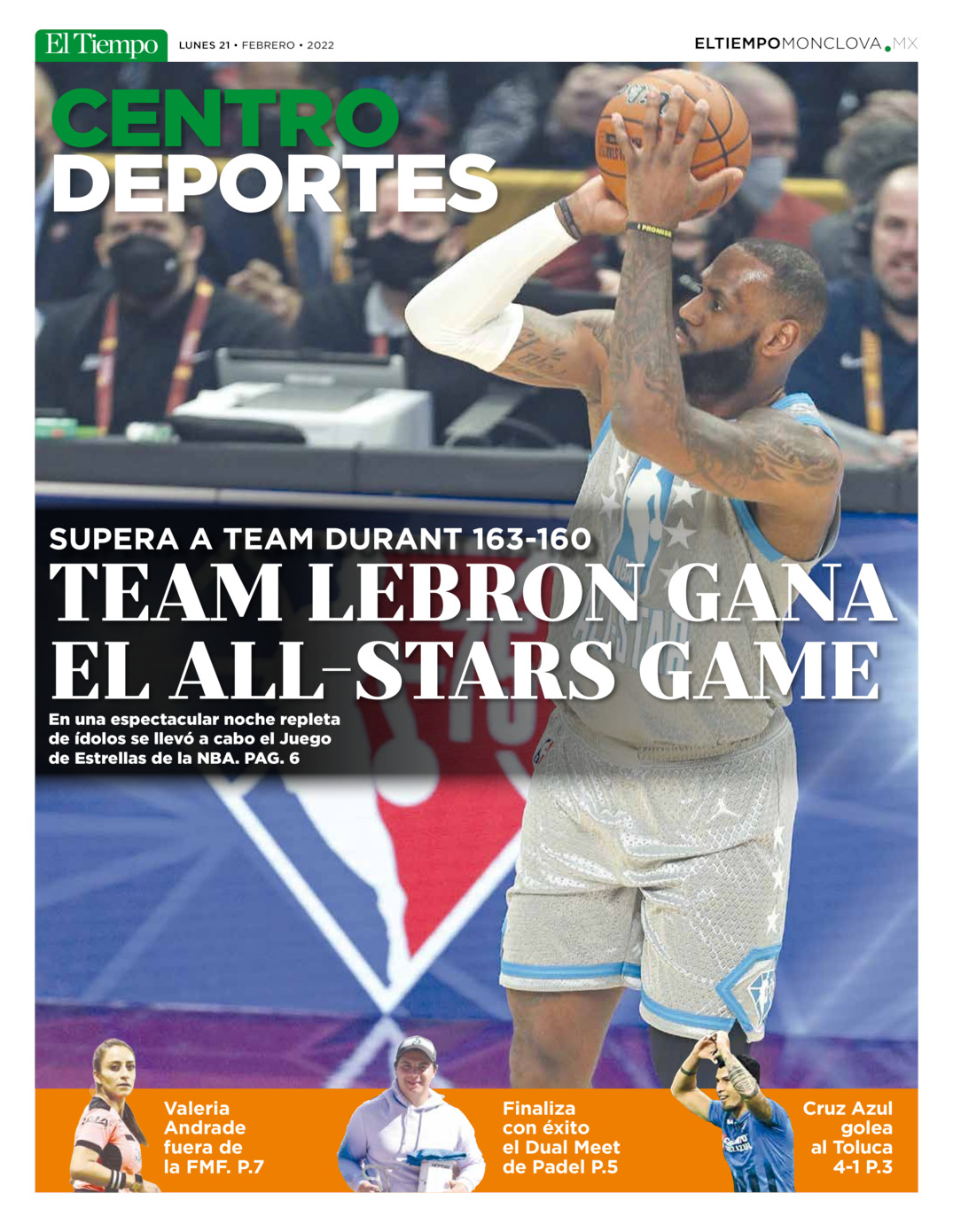 CENTRO DEPORTES 21 FEBRERO 2022 del 21 de feb 2022