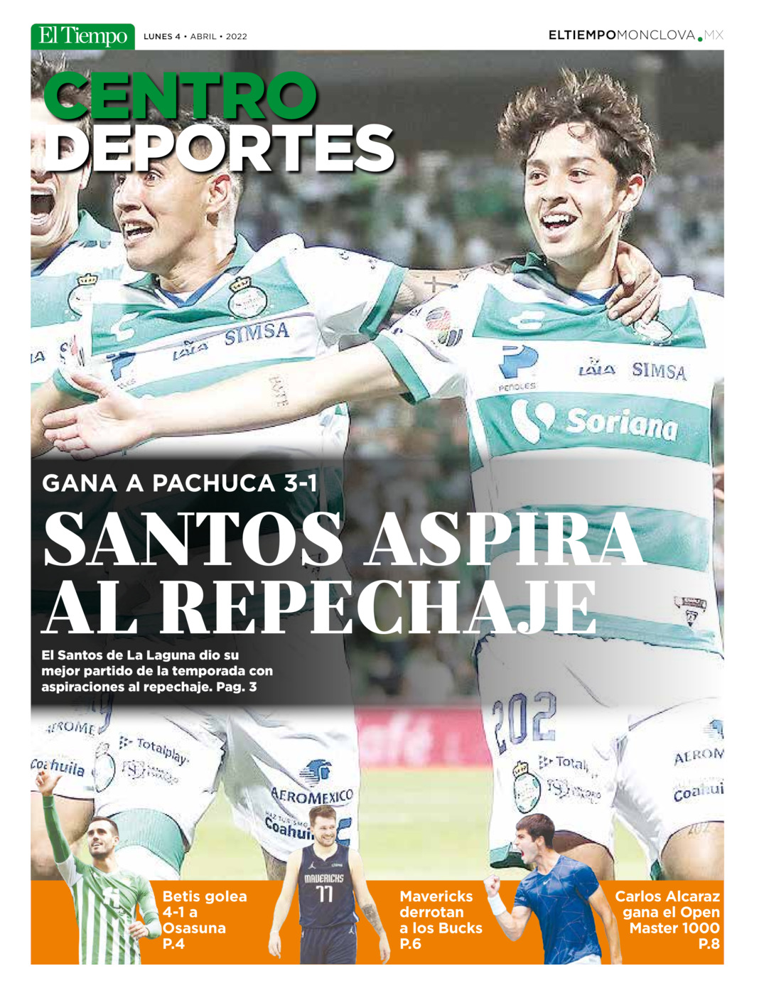 CENTRO DEPORTES 4 ABRIL 2022 del  3 de abr 2022