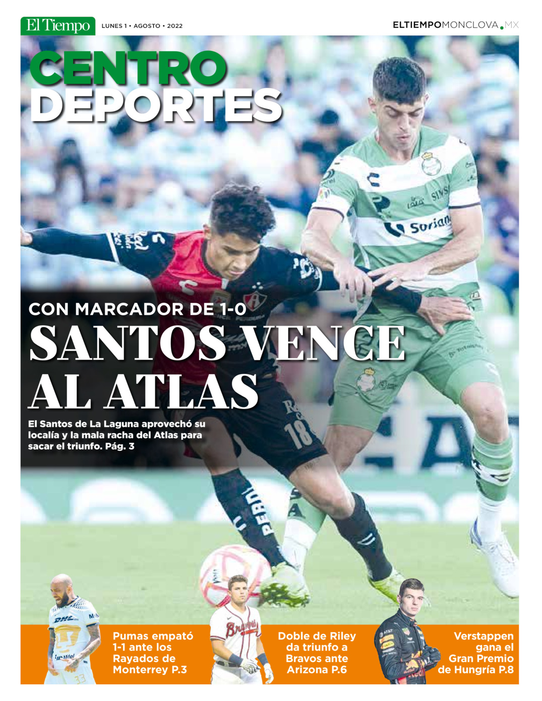 CENTRO DEPORTES 1 AGOSTO 2022 del 31 de jul 2022