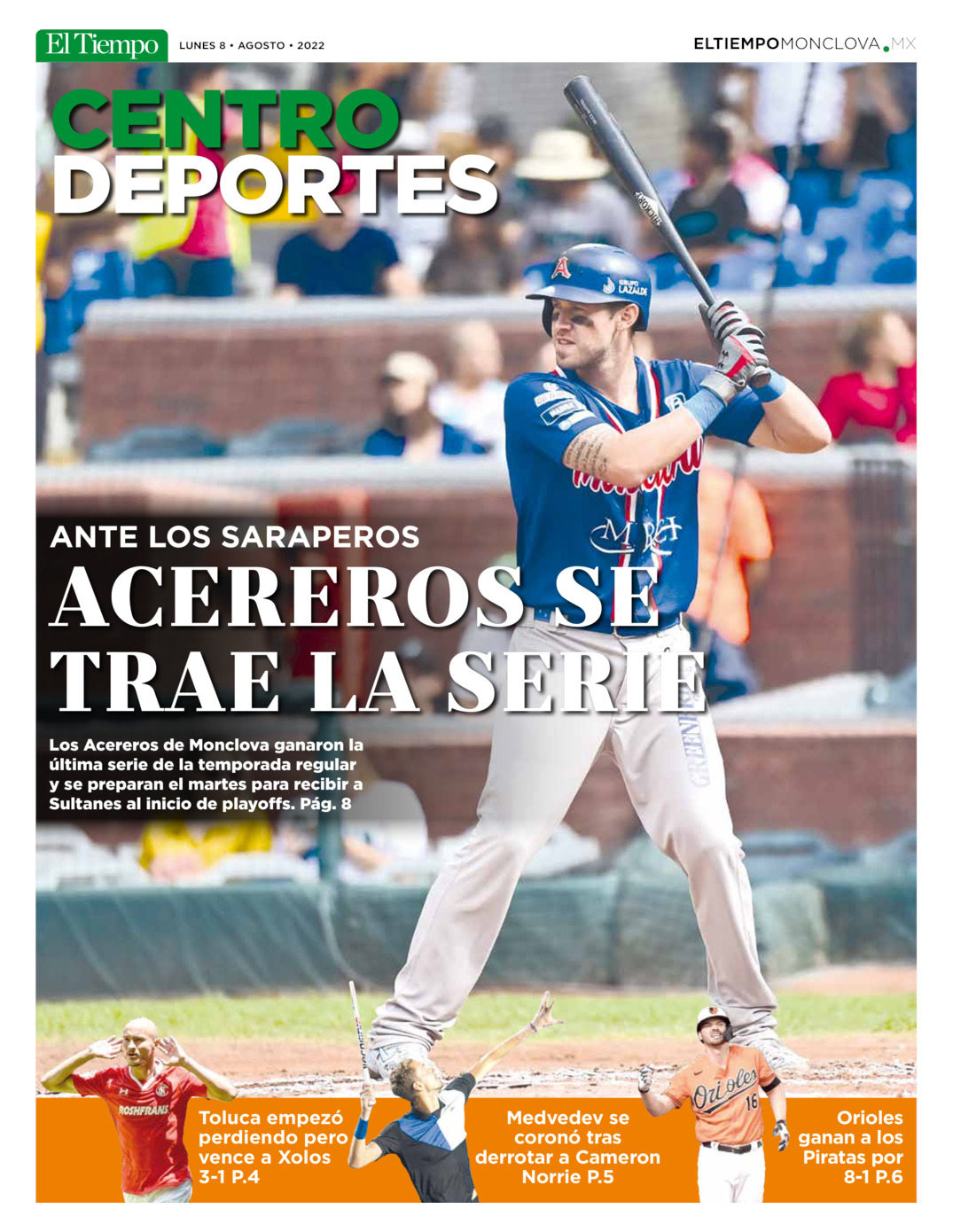 CENTRO DEPORTES 8 AGOSTO 2022 del  7 de ago 2022