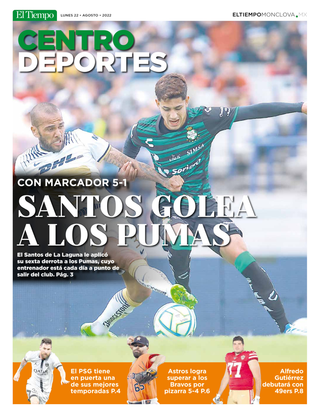 CENTRO DEPORTES 22 AGOSTO 2022 del 21 de ago 2022