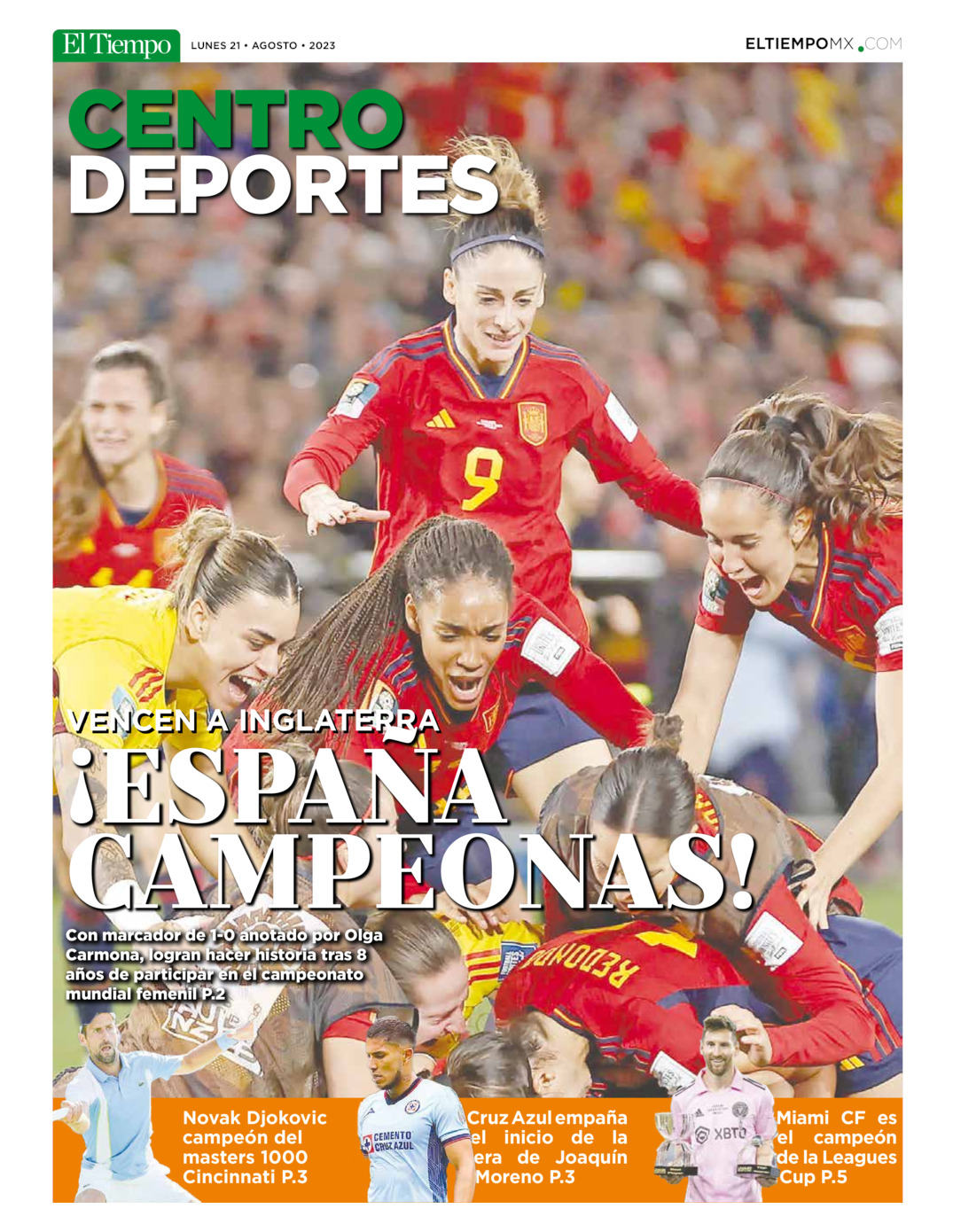 Centro Deportes del 21 de ago 2023