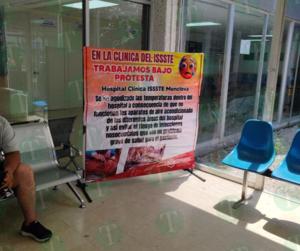 Trabajadores del ISSSTE siguen trabajando en intenso calor 