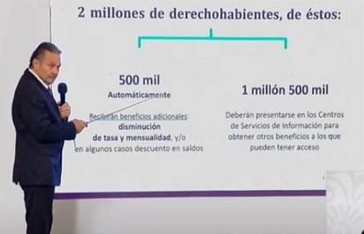 Anuncia Infonavit 'congelamiento' de 2 millones de créditos