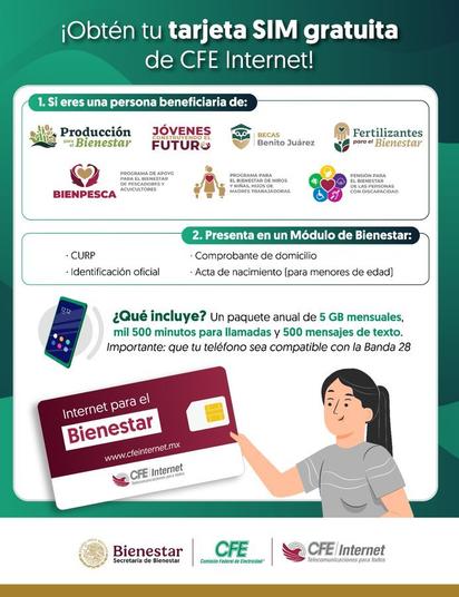CFE lanza tarjeta SIM  de internet
