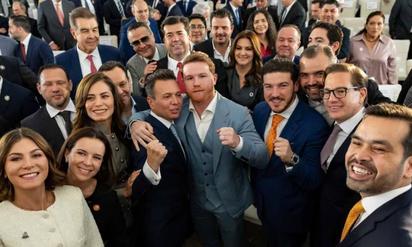 Samuel García y el Canelo Álvarez asisten a toma de protesta de Pablo Lemus; llaman a la unidad nacional