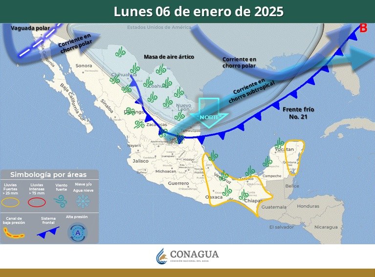  Operativo Invernal: Se espera un descenso en las temperaturas de hasta -0°C y vientos de hasta 60 km/h debido al frente frío 21.
