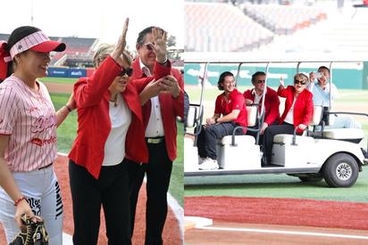 La icónica Lolita Ayala reaparece con los Diablos Rojos tras su accidente en helicóptero