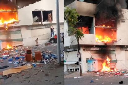 ¡Impactante! Explosión arrasa minisúper en Apatzingán